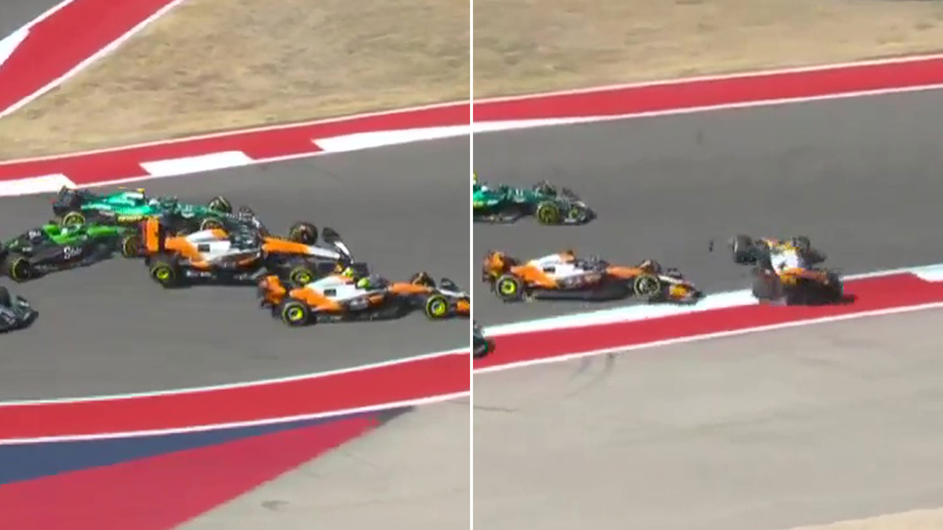 Accident McLaren au premier virage : les deux pilotes sortent du sprint