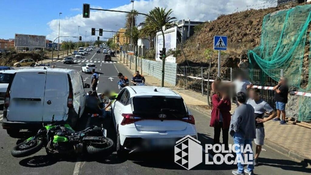 Motard gravement blessé dans une collision à Santa Cruz de Tenerife