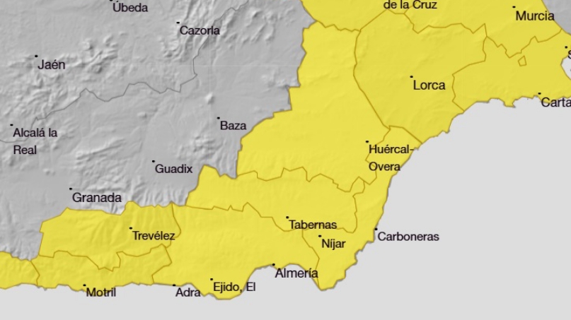 La Agencia Estatal de Meteorología a activé des avis en jaune dans toute la province d'Almería pour dimanche.