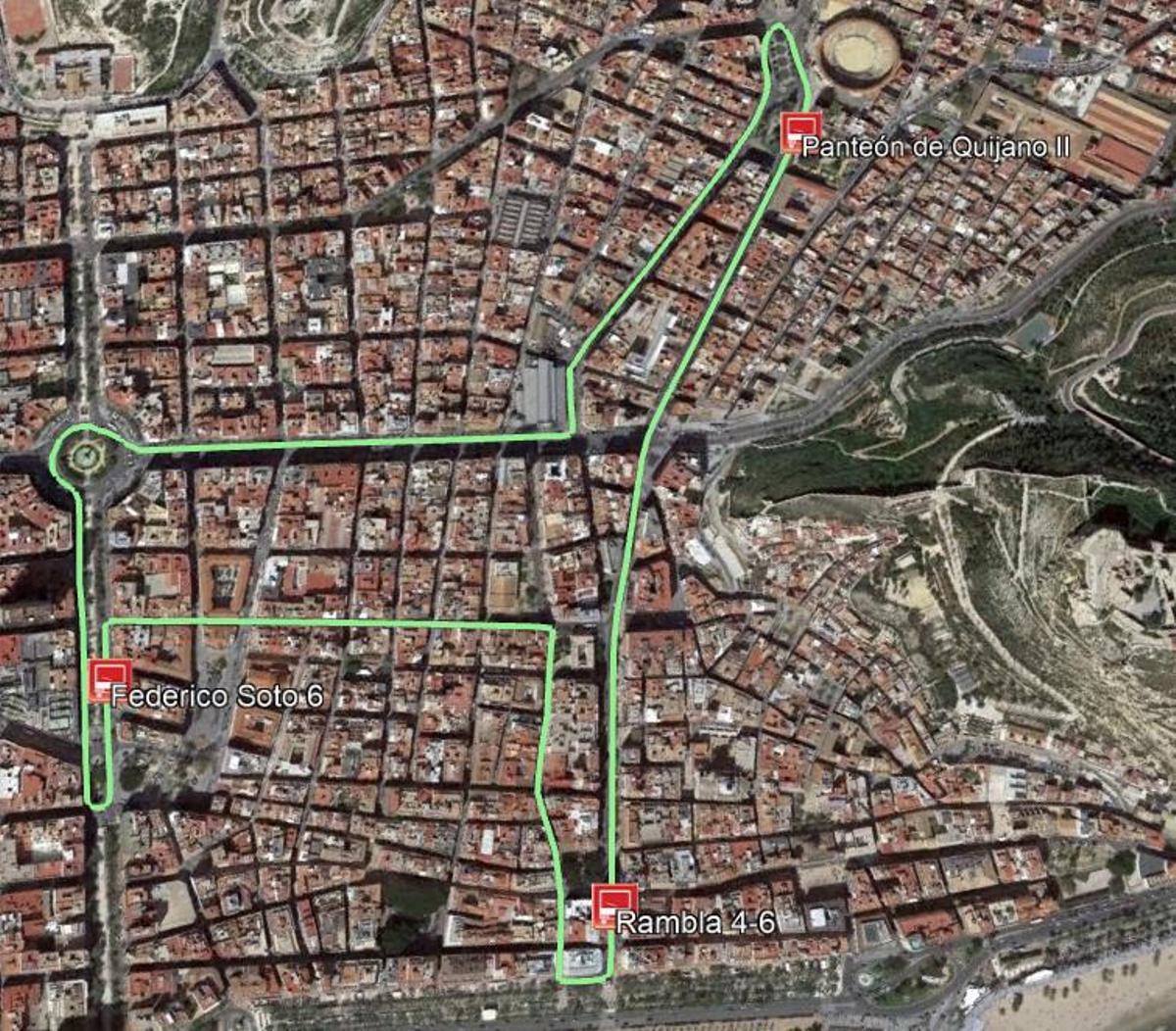 Parcours de l'Autobus de la Navidad à Alicante