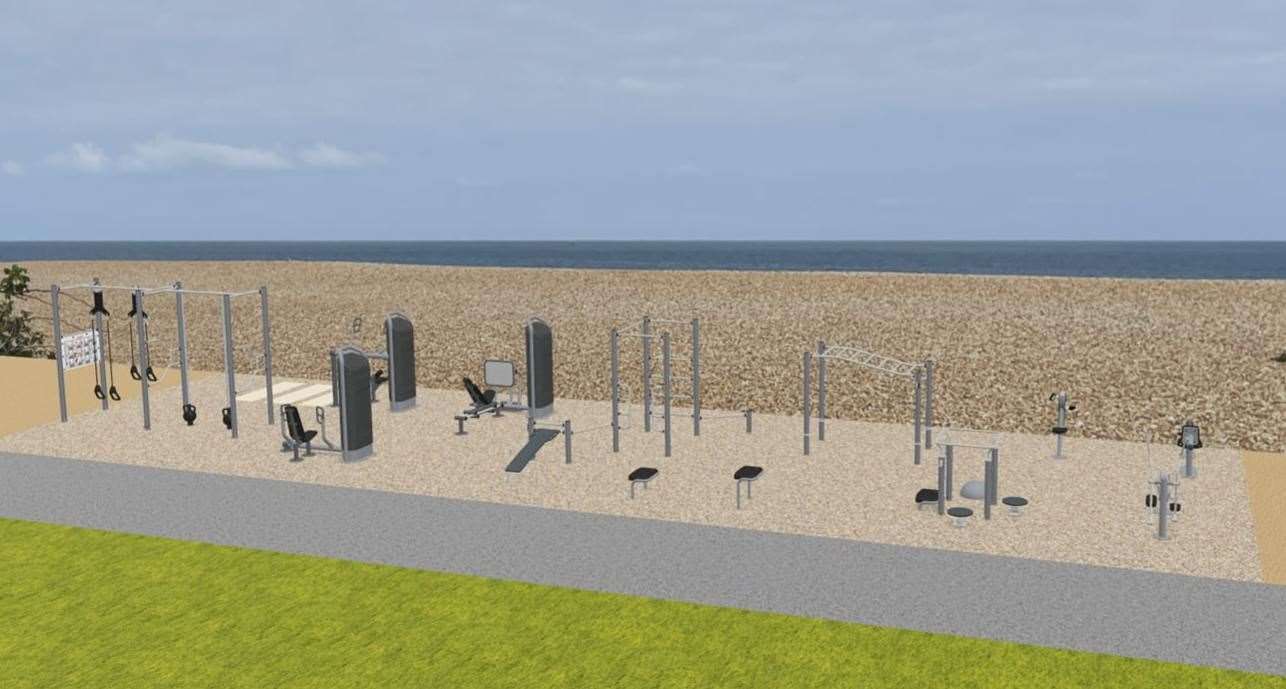 Aperçu des nouveaux équipements de gym envisagés pour la plage de Walmer. Photo : WTC