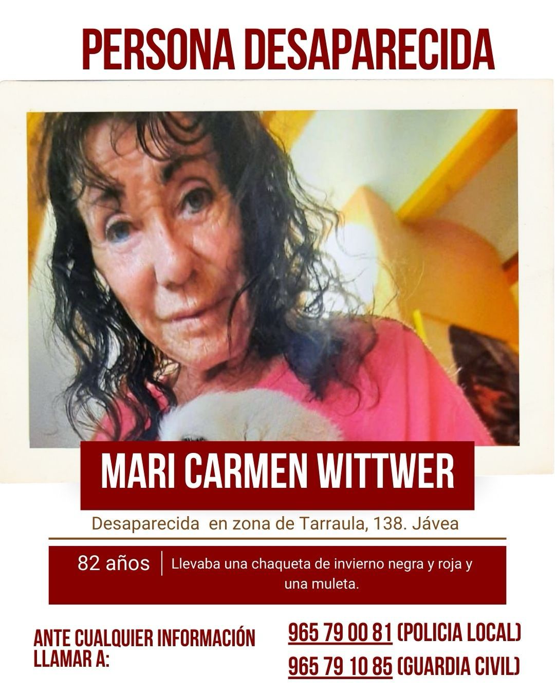 Recherche d'une femme disparue à Xàbia