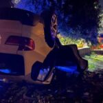 Voiture retournée après une collision à Tinajo