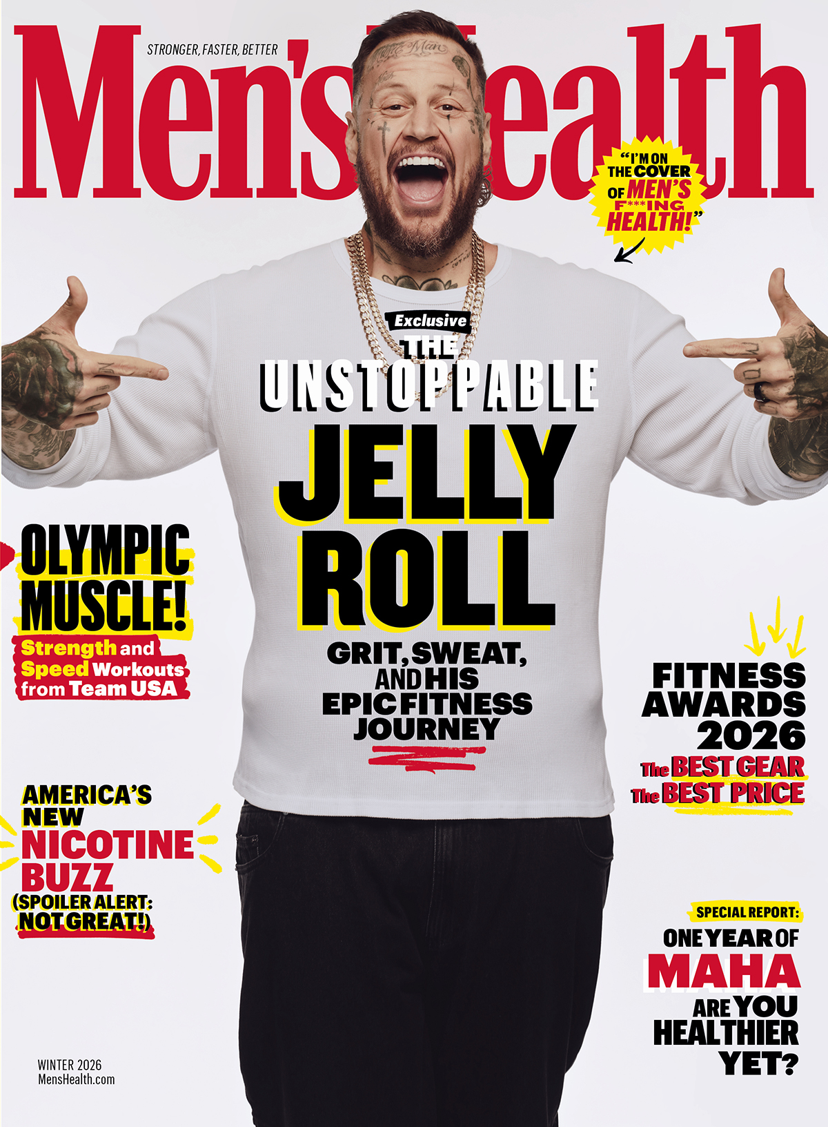 Jelly Roll sur la couverture de Men's Health 2026.