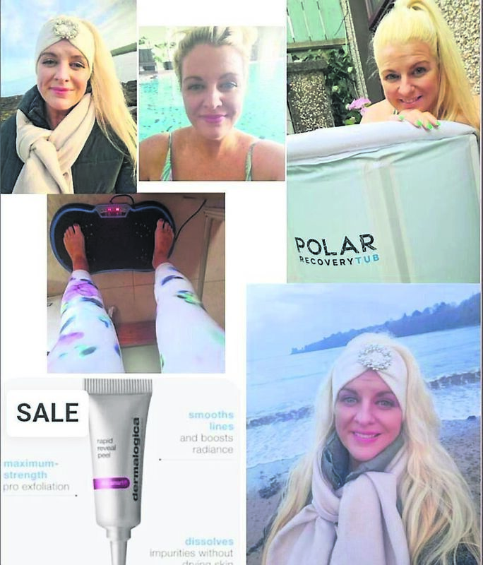 Emer O’Callaghan en promenade cet hiver près de la mer, écharpe et bandeaux de Penneys.