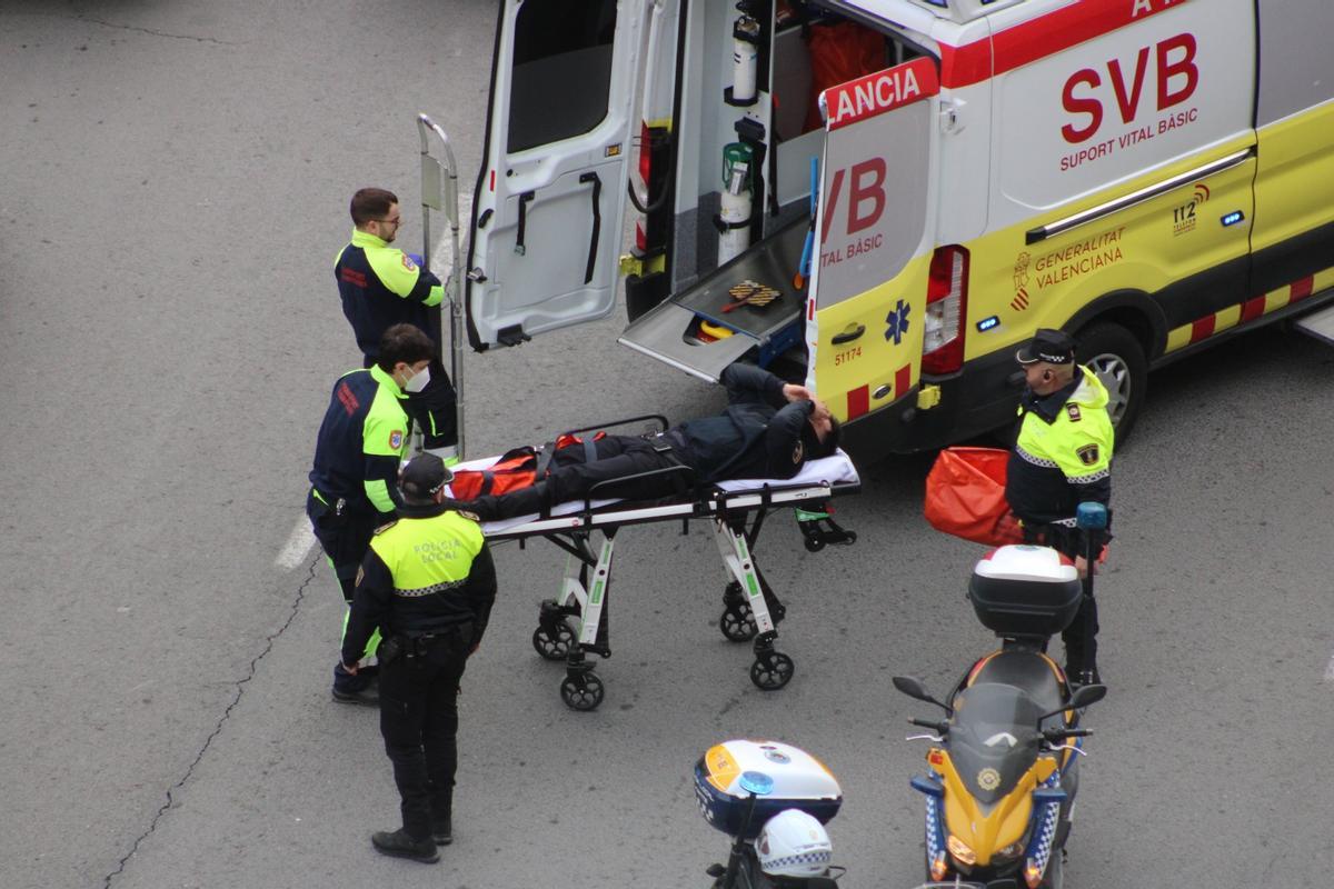 Traslado del herido en el accidente.