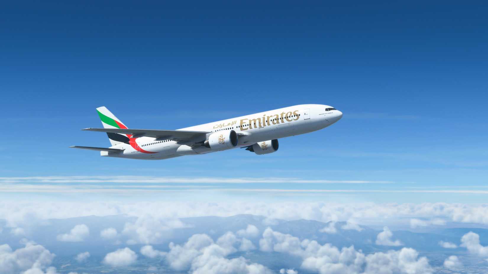 Boeing 777 Emirates survolant le ciel