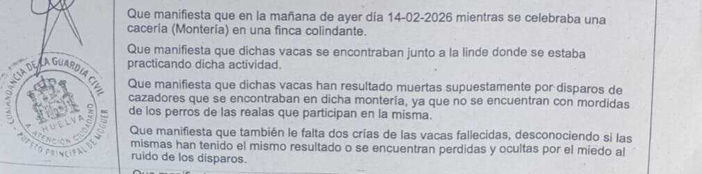 Plainte déposée auprès de la Guardia Civil