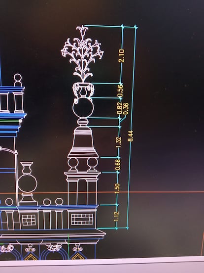 Croquis de la structure de la Giralda qui s'est effondrée.