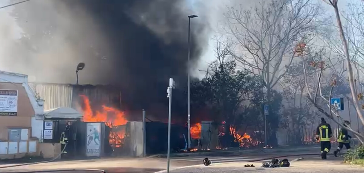 Intervention des pompiers dans la zone de l'incendie