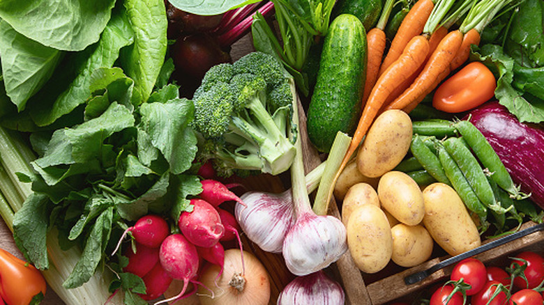 a variety of different vegetables piled together