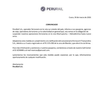 PeruRail - Machu Picchu