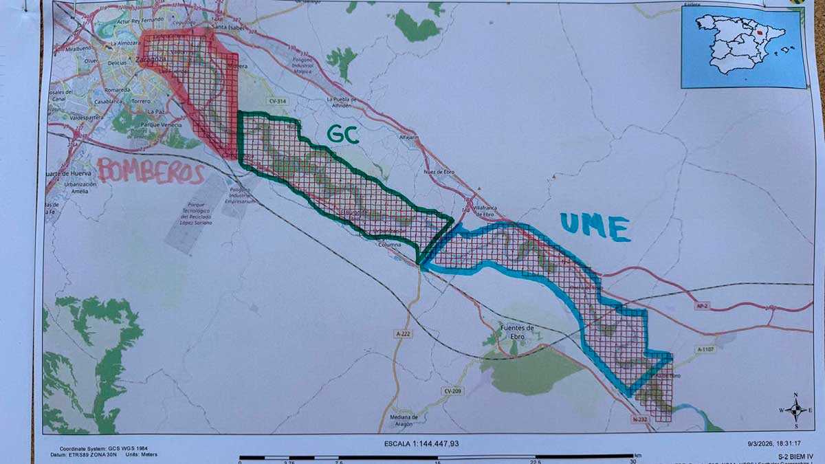 Tronçons de recherche entre UME, Police Nationale et Garde Civile. Photo : AP