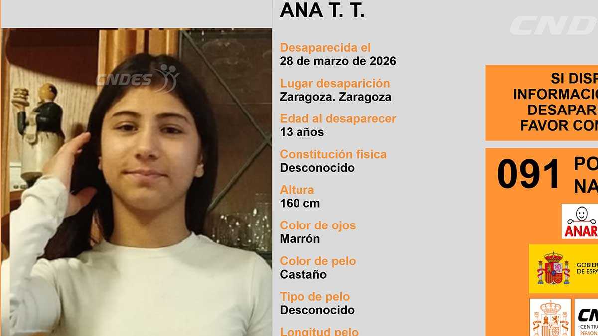 Disparue depuis le 28 mars, une fille de 13 ans recherchée à Zaragoza
