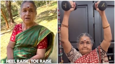 Bhuvana, 74 ans, illustre l'importance de l'entraînement en force pour les seniors, conformément aux recommandations de l'OMS.