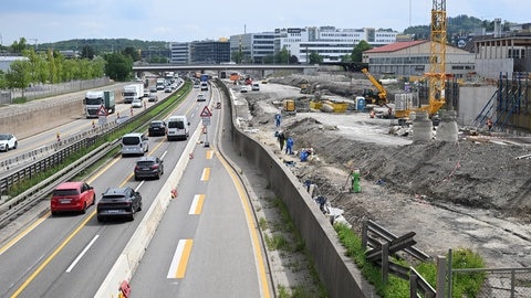 La construction de l'autoroute A81 près de Sindelfingen.