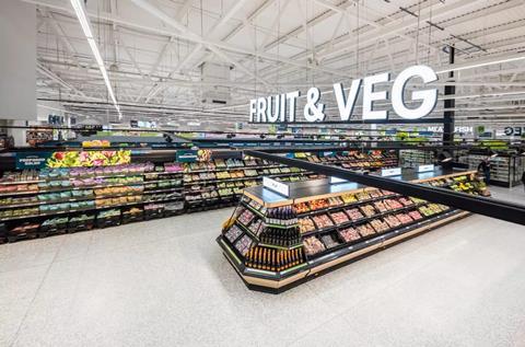 Allée de fruits et légumes d'Asda