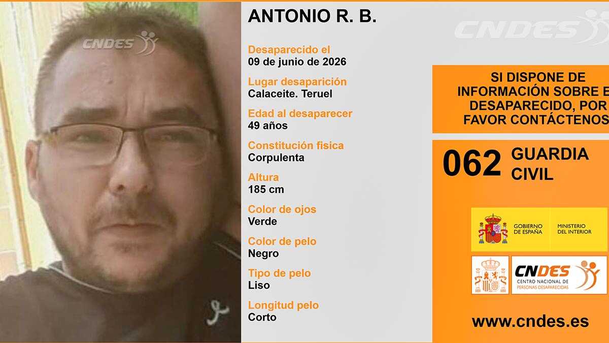 Recherche d'un homme de 49 ans disparu à Calaceite depuis mardi
