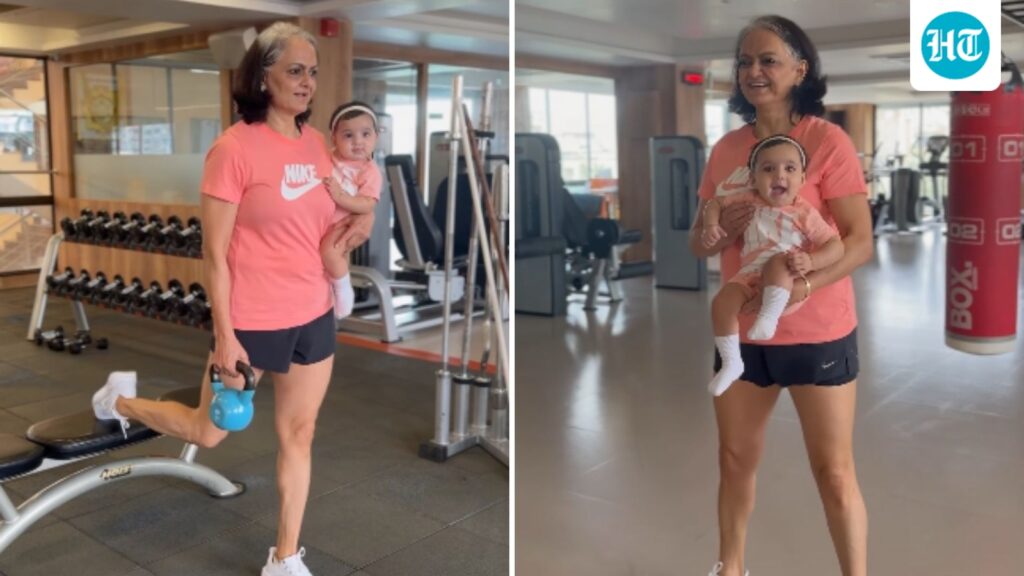 Renu Sindhu, 66 ans, fête son anniversaire en s'entraînant avec sa petite-fille au gymnase