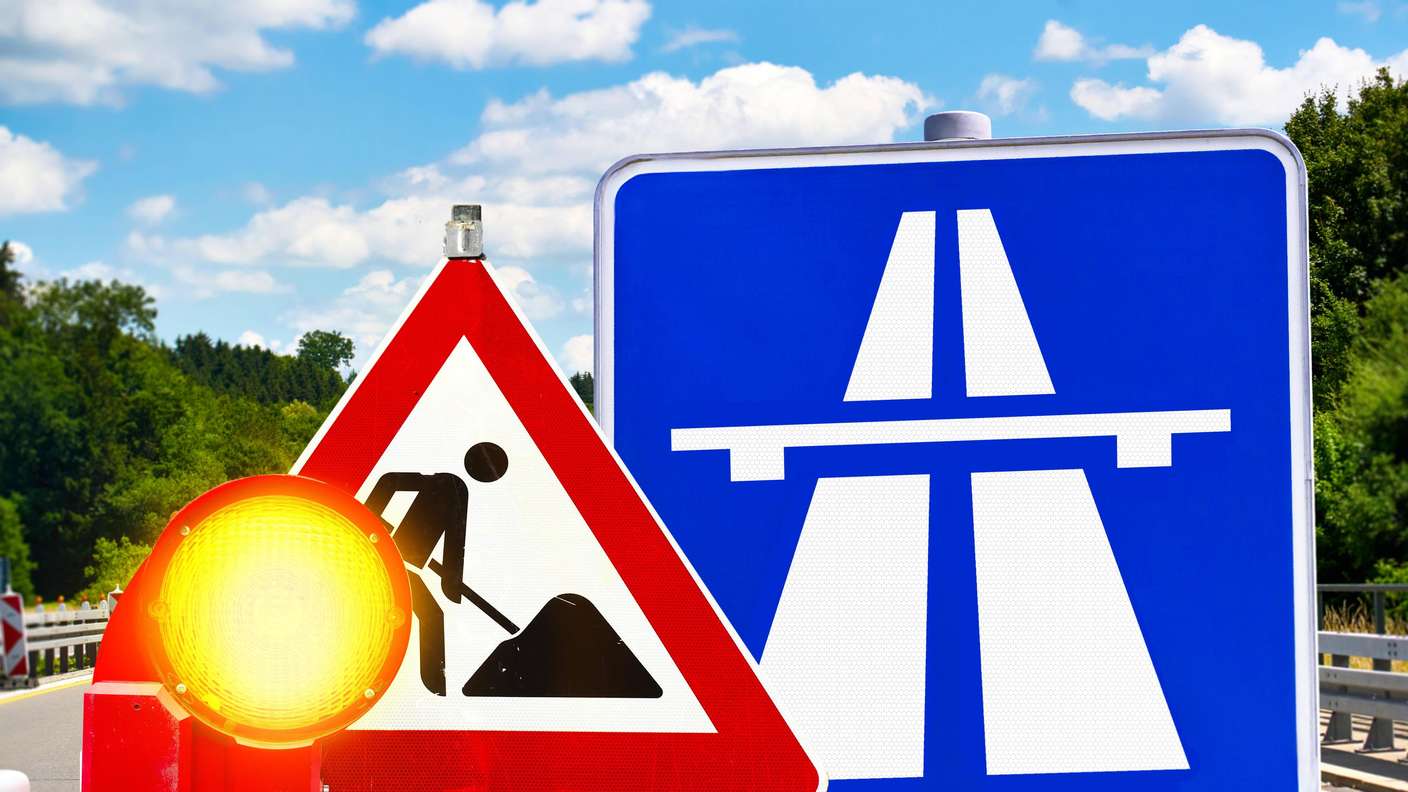 Bauarbeiten auf der A661.