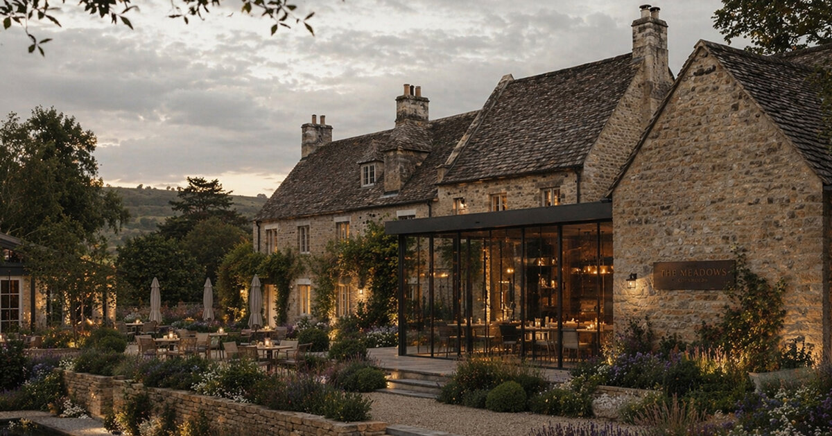 Hôtel de charme en pierre s'épanouit dans les jardins de la campagne anglaise