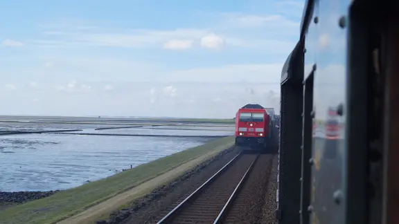 Vue depuis une locomotive à vapeur.
