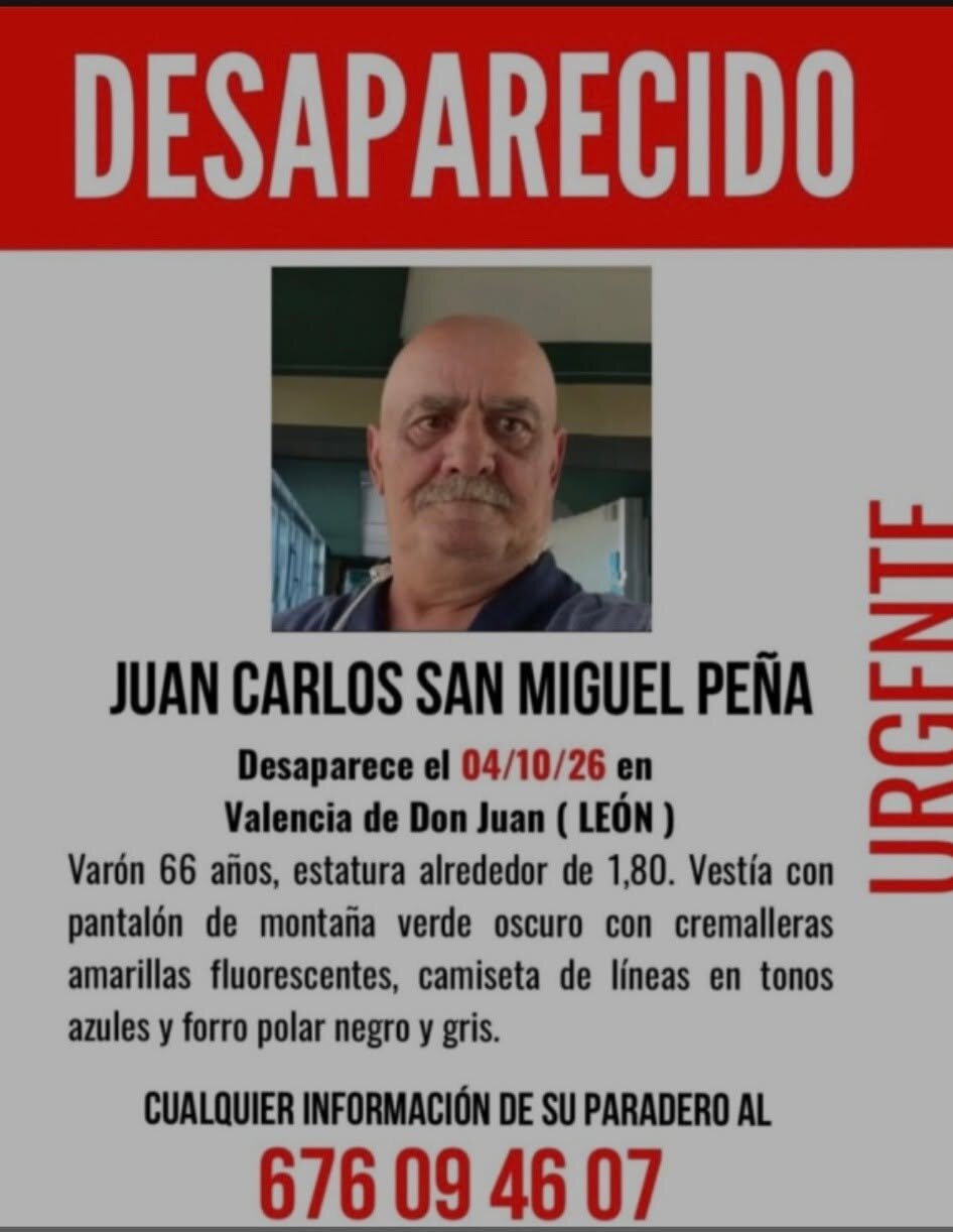 Recherche de Juan Carlos San Miguel Peña, disparu à Valencia de Don Juan