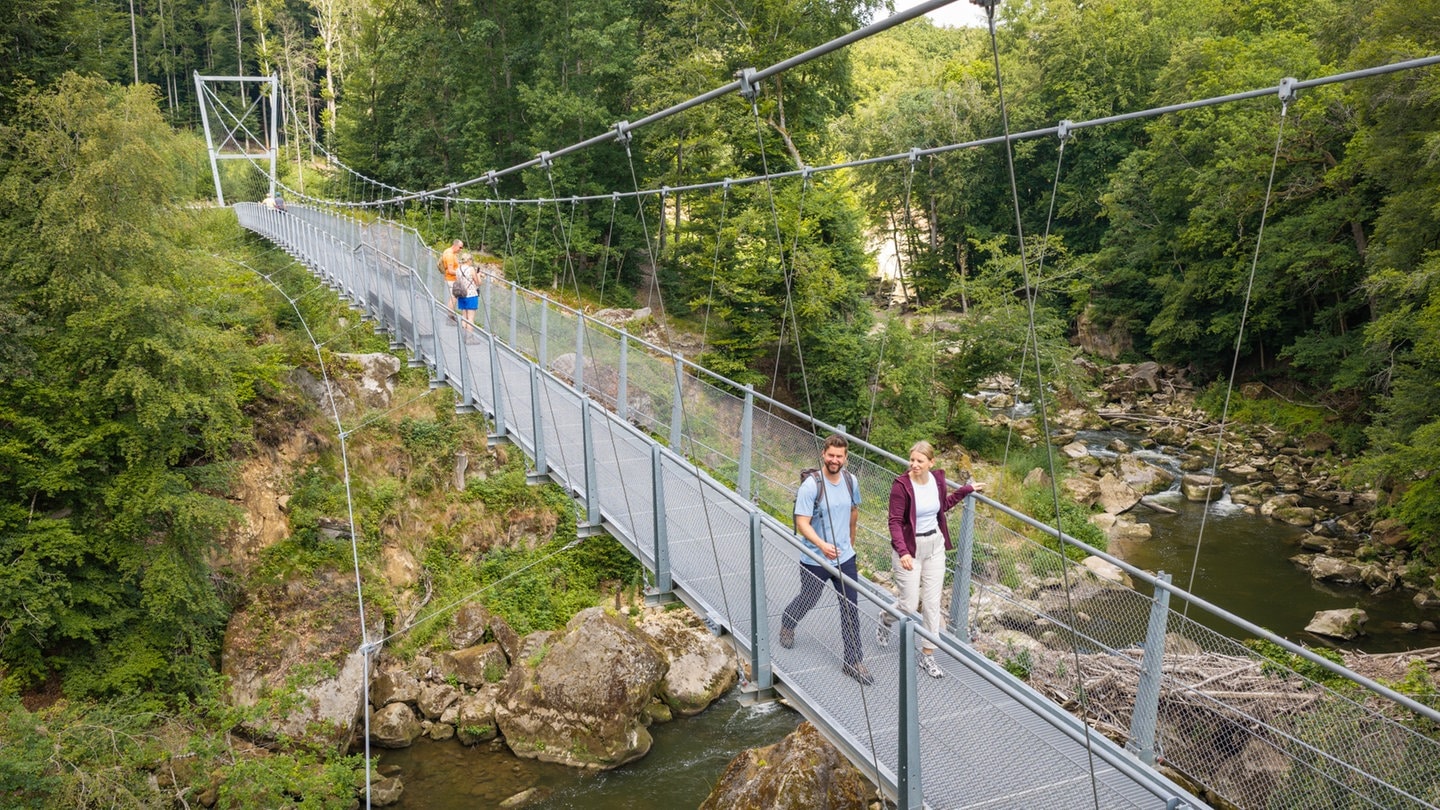 Pont suspendu au-dessus des chutes d'Irrel.